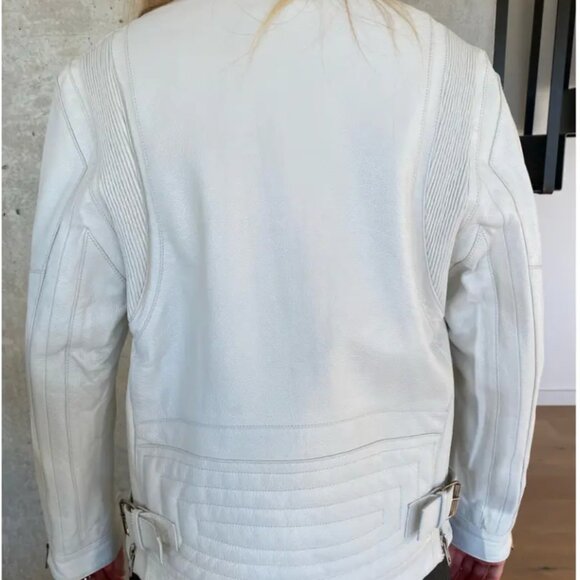 ZADIG & VOLTAIRE White Leather Jacket Size M - Picture 6 of 8